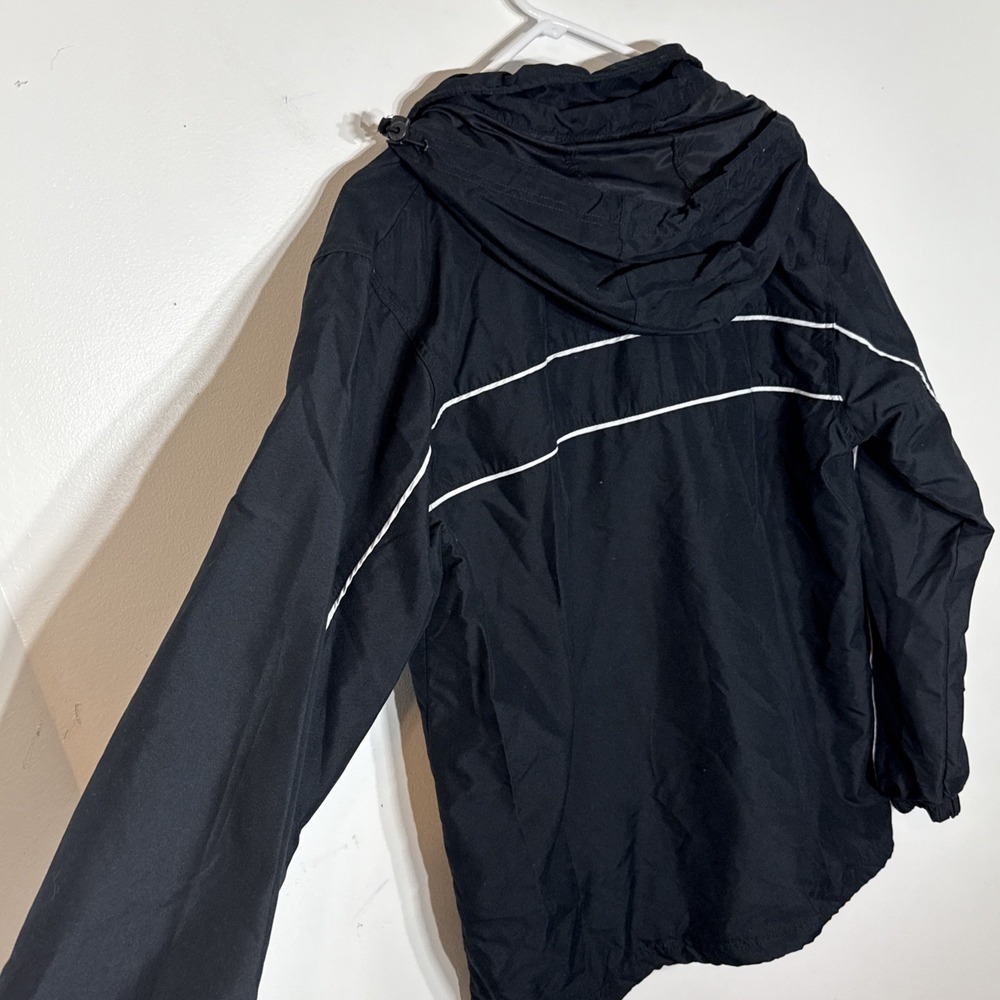 TEK GEAR Men's Full Zip Jacket Black with Hood in Collar White Trim Lined Size M - Picture 5 of 6